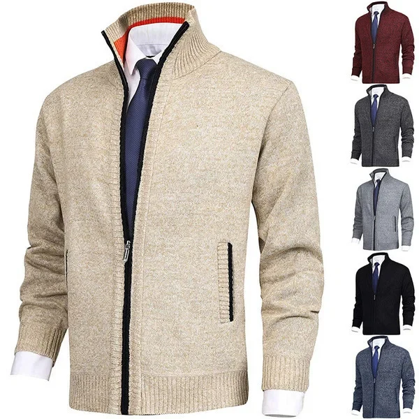 Men's Stylish Stand Collar Cardigan Sweater Jacket